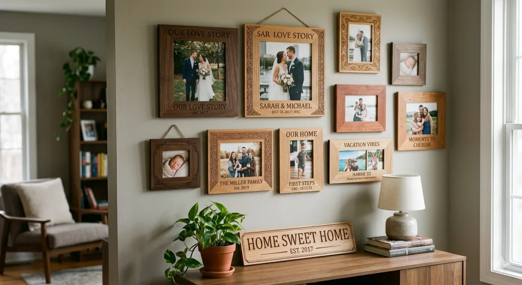 Engraved Wooden Photo Frames and Gallery Walls