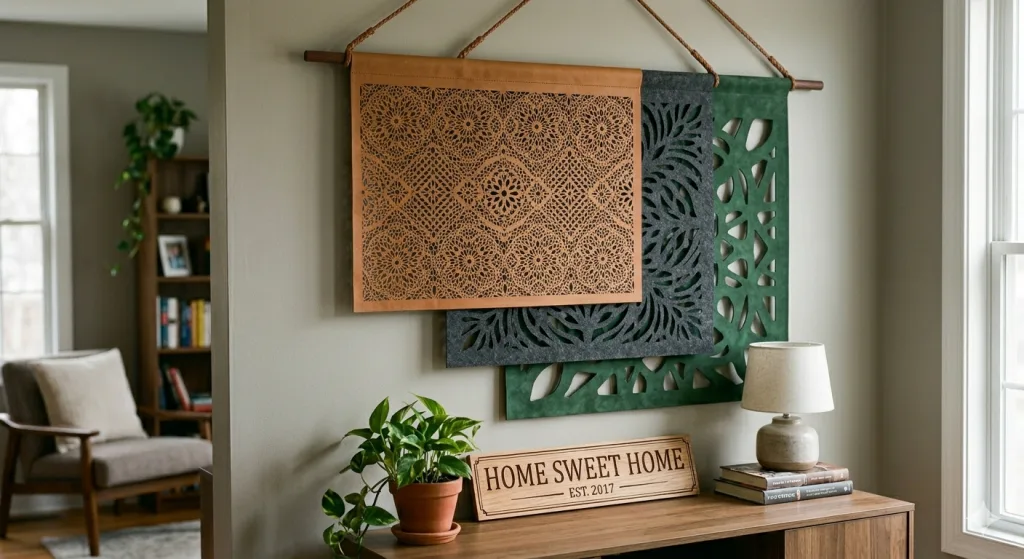Laser-Cut Fabric and Leather Wall Tapestries