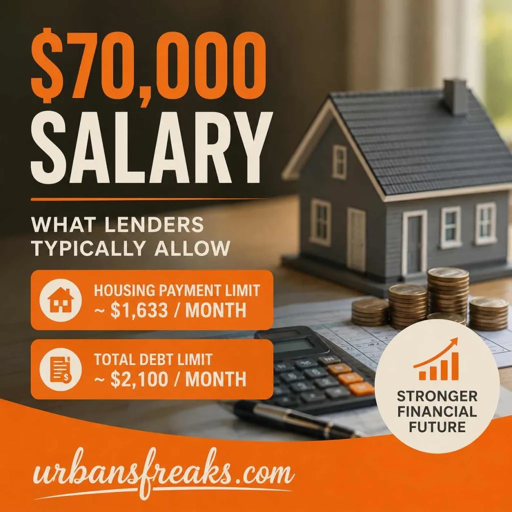 On a $70,000 salary, your gross monthly income is $5,833. That means:
