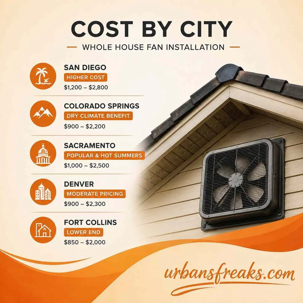 Whole House Fan Installation Cost by City